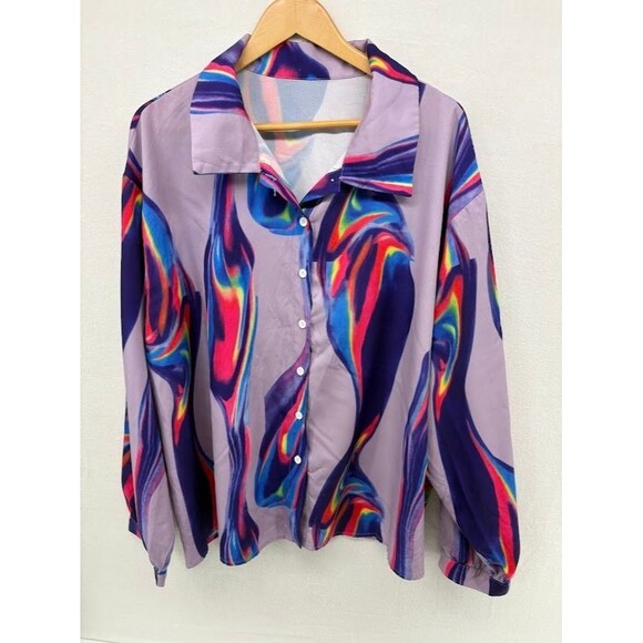 Shein Women's Plus size 3X 70's Style Button Down Shirt / Costume - Picture 1 of 7